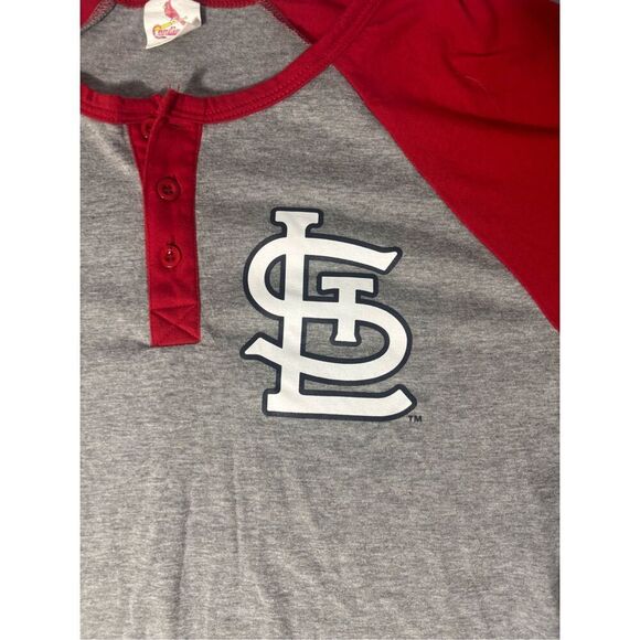 St. Louis Cardinals Raglan Henley T-Shirt XL Red Gray MLB Fan Apparel Cotton - Picture 4 of 7